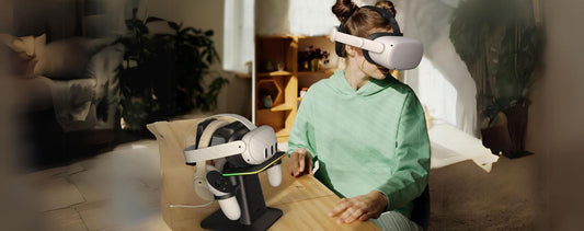 Girl using the KIWI Design's Charging Dock