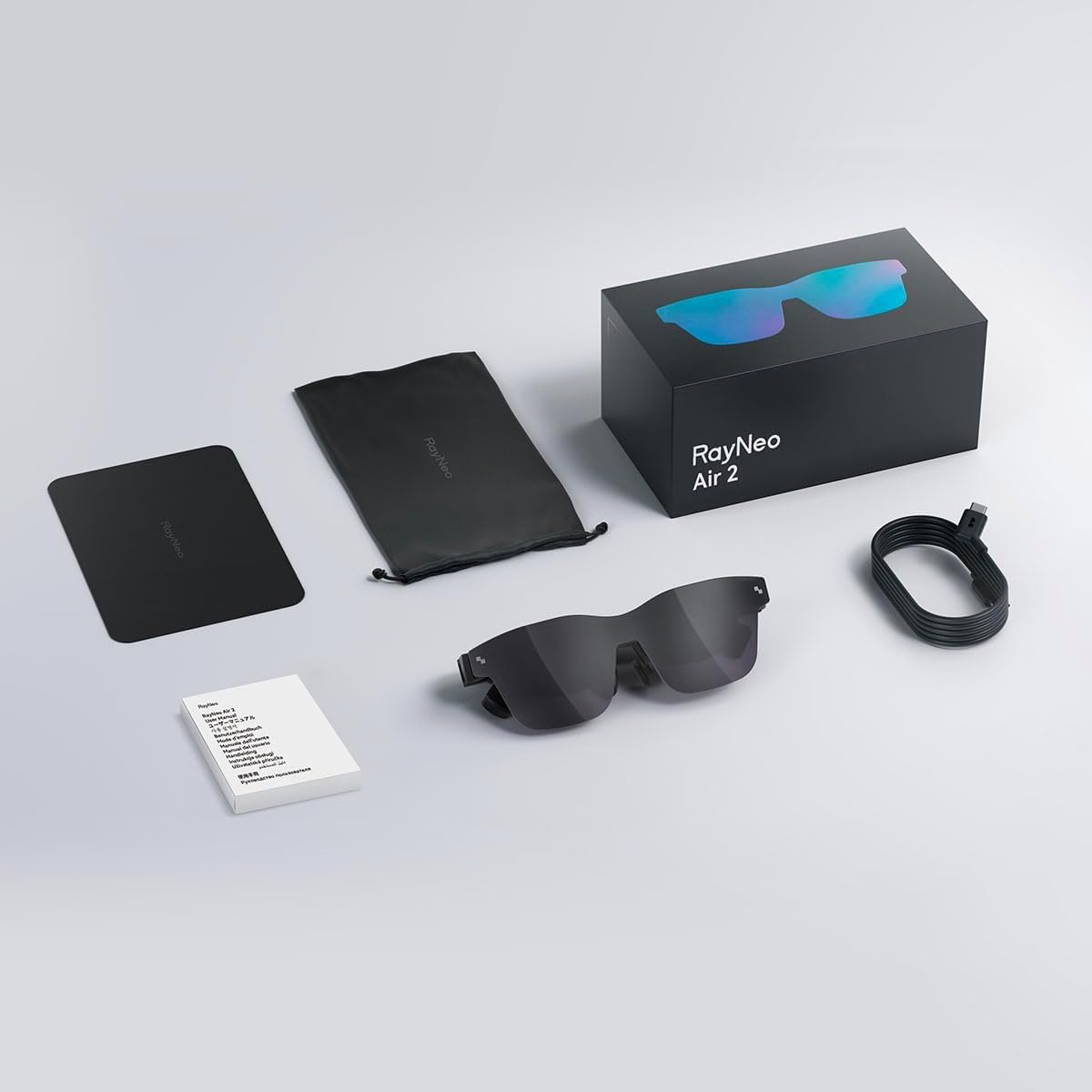 RAYNEO Air 2 AR Glasses -(New Pack) Smart Glasses with 201" Micro OLED, XR Glasses 120Hz 600nits Brightness, VR Glasses 1080P Video Display Glasses - Black - ARVRedtech.com | AR & VR Education Technology