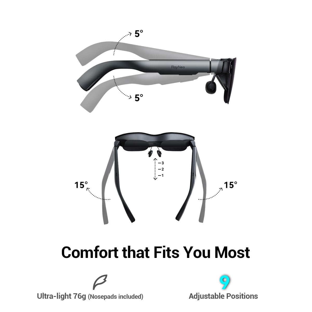 RAYNEO Air 2 AR Glasses -(New Pack) Smart Glasses with 201" Micro OLED, XR Glasses 120Hz 600nits Brightness, VR Glasses 1080P Video Display Glasses - Black - ARVRedtech.com | AR & VR Education Technology
