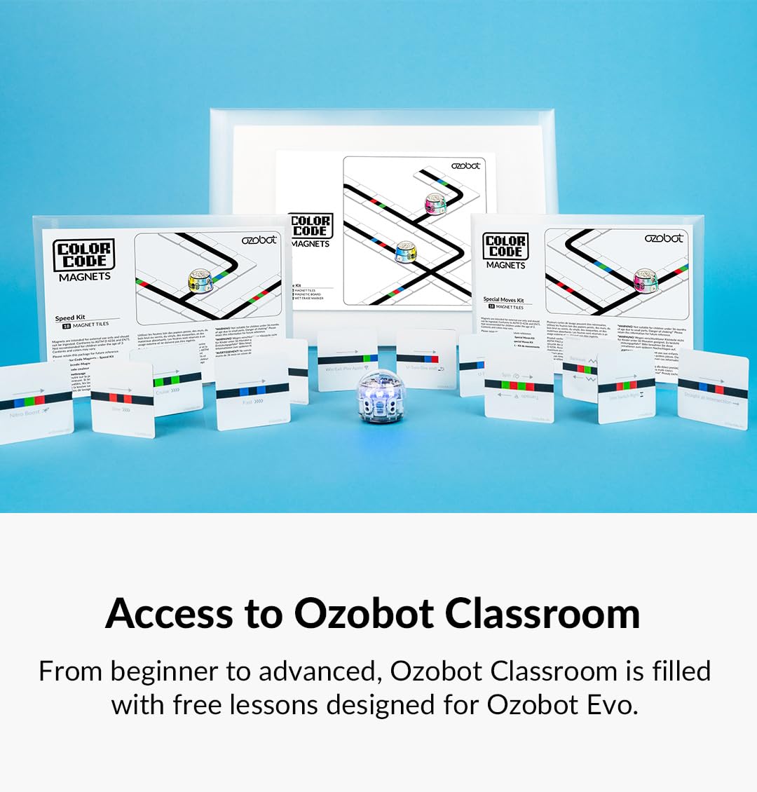 Ozobot Color Code Magnets Special Moves Kit:Interactive Coding Learning Tool for Kids Ages 3+,Enhances Logic & Problem-Solving Skills,18 Tiles, Evo & Color Codes Magnets Base Kit Required Not Included - ARVRedtech.com | AR & VR Education Technology
