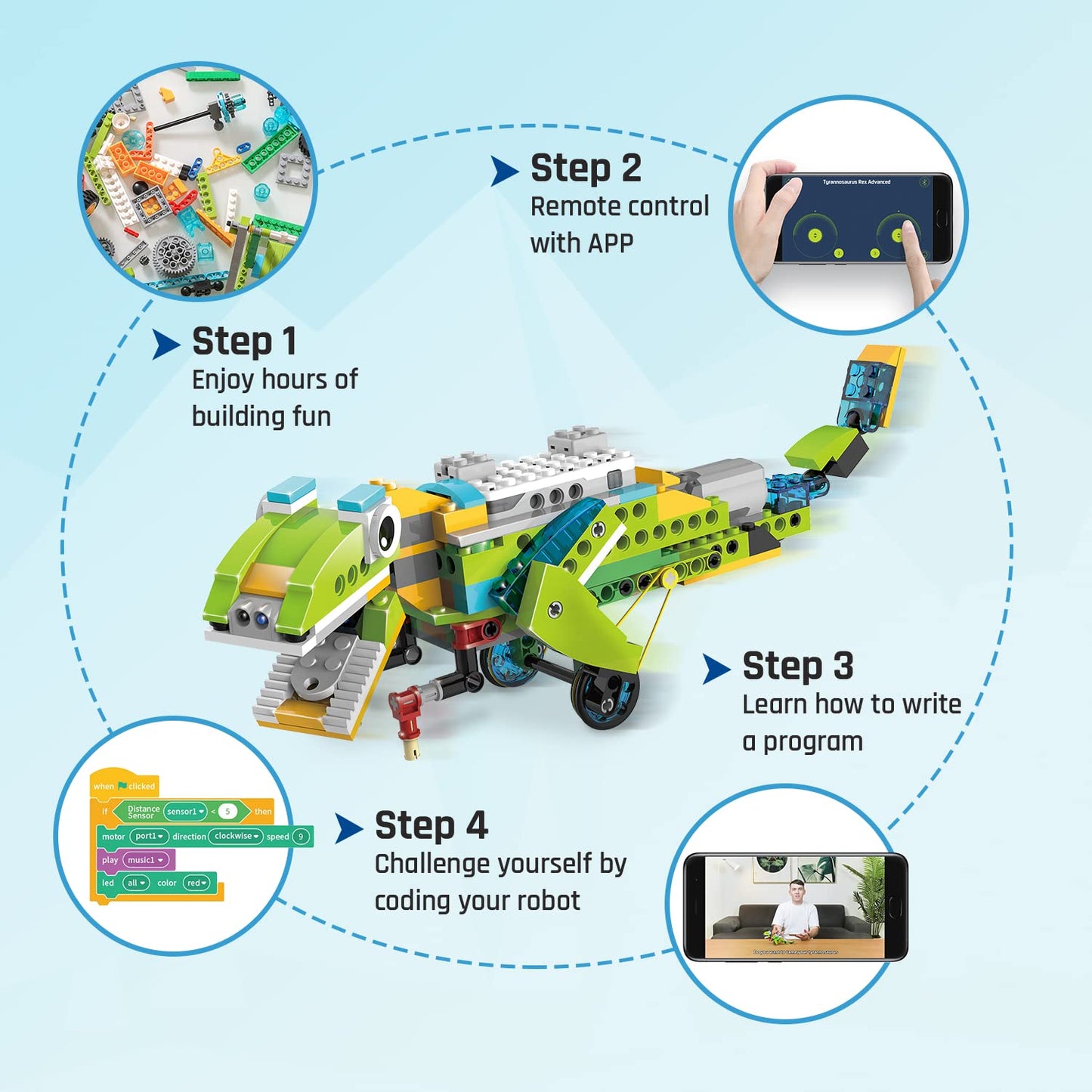 Coding Robot Kit for Kids Ages 6+, 200+ in 1 APP Control Dinosaur Robot Toy, Educational Scratch Programming Robotic Kit with 47 Video Courses,Birthday for Boys Girls(600 Blocks) - ARVRedtech.com | AR & VR Education Technology
