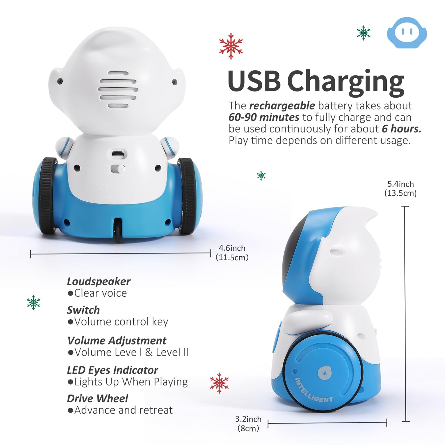 GILOBABY Robot Toys, Rechargeable Smart Talking Robots for Kids, Intelligent Robot with Voice Controlled Touch Sensor, Singing, Dancing, Recording, Repeat, Birthday Gifts for Boys Ages 6+ Years (Blue) - ARVRedtech.com | AR & VR Education Technology