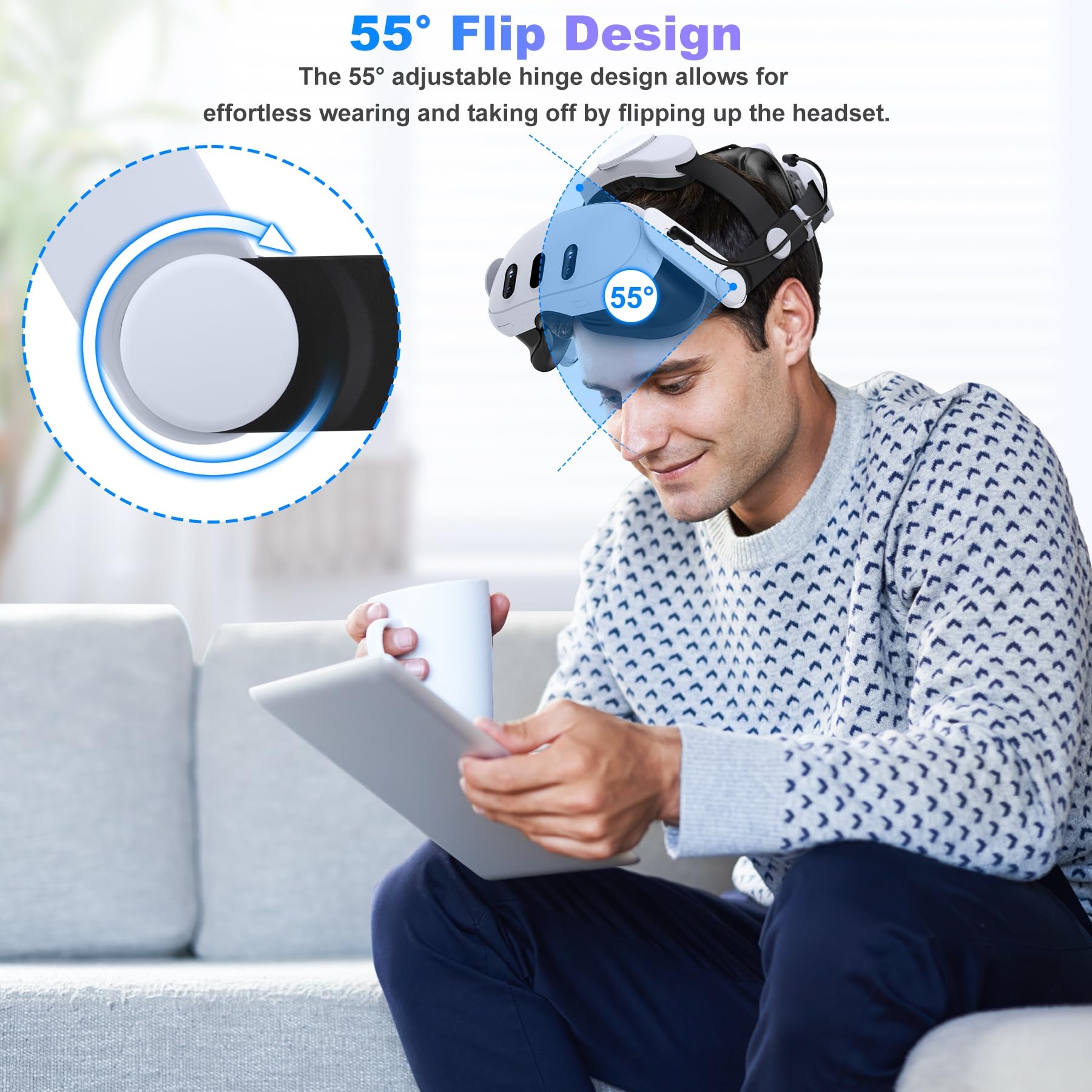 Battery Head Strap 7500mAh for Meta Quest 3/Quest 2,Double Knobs Adjustable Elite Strap with Detachable Battery Pack,VR Accessories Strap Enhanced Support&Comfort Extend Playtime for Oculus Quest 3/2 - ARVRedtech.com | AR & VR Education Technology