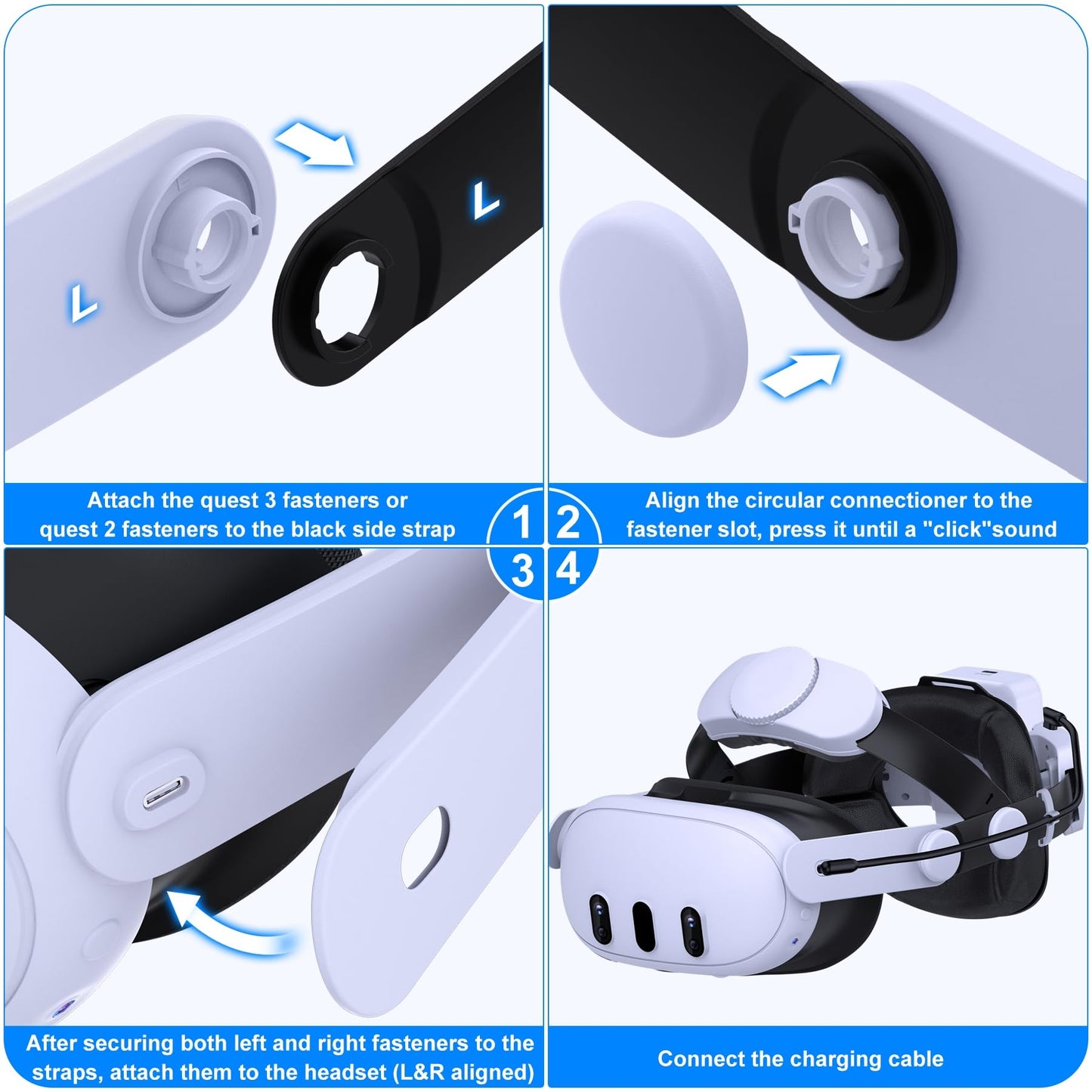 Battery Head Strap 7500mAh for Meta Quest 3/Quest 2,Double Knobs Adjustable Elite Strap with Detachable Battery Pack,VR Accessories Strap Enhanced Support&Comfort Extend Playtime for Oculus Quest 3/2 - ARVRedtech.com | AR & VR Education Technology