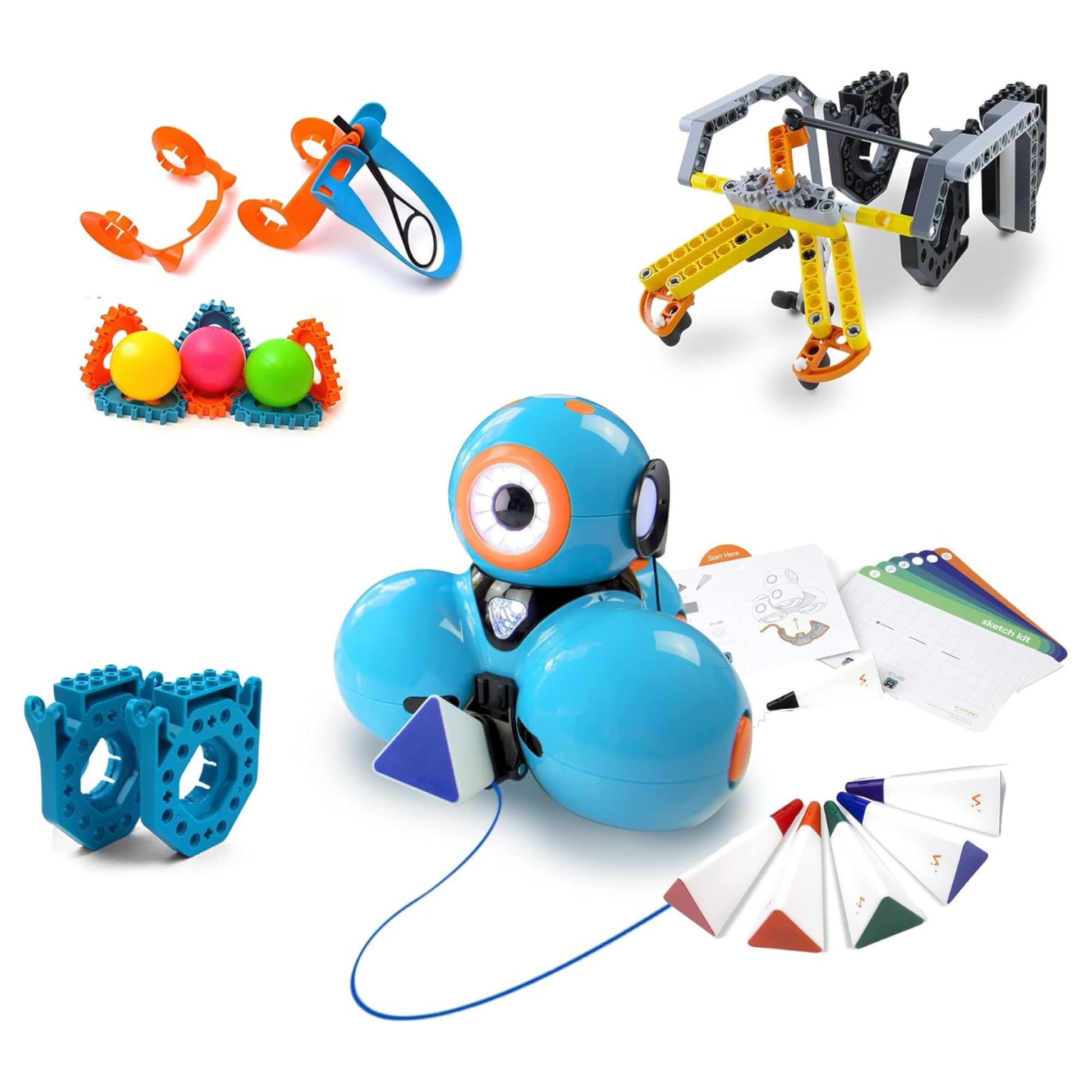 Wonder Workshop Dash Robot Wonder Pack – Coding Educational Bundle for Kids 6+ – Free STEM Apps with Instructional Videos - Launcher Toy, Sketch Kit Drawing, Gripper Building - ARVRedtech.com | AR & VR Education Technology