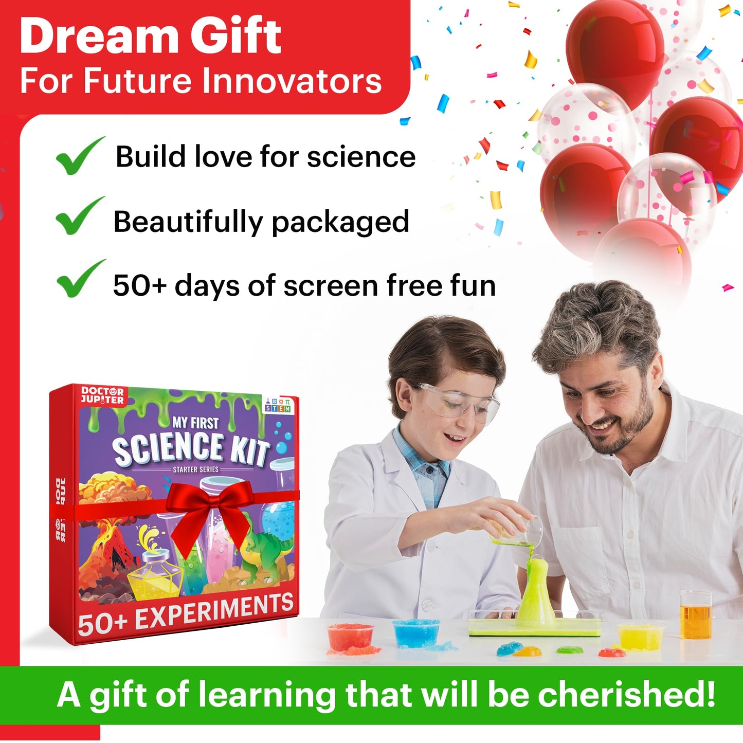 Doctor Jupiter My First Science Kit for Kids Ages 4-5-6-7-8-9-10-11-12 | Birthday Gift Ideas for 4+ Year Old Boys & Girls | STEM Learning & Educational Toys | 50+ Experiments Starter Science Series - ARVRedtech.com | AR & VR Education Technology
