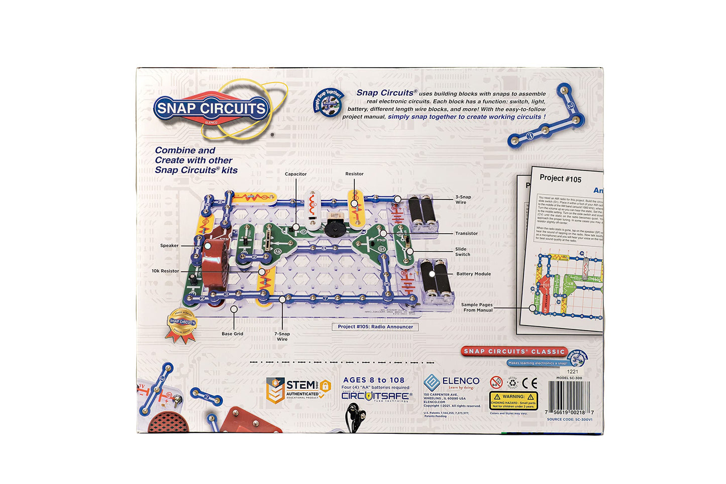 Snap Circuits Classic SC-300 Electronics Exploration Kit | Over 300 Projects | Full Color Manual Parts | STEM Educational Toy for Kids 8+ 2.3 x 13.6 x 19.3 inches - ARVRedtech.com | AR & VR Education Technology