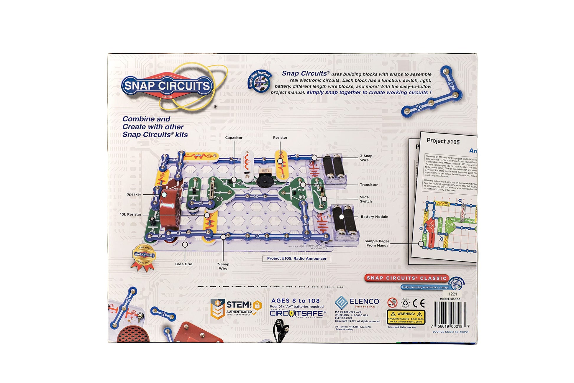 Snap Circuits Classic SC-300 Electronics Exploration Kit | Over 300 Projects | Full Color Manual Parts | STEM Educational Toy for Kids 8+ 2.3 x 13.6 x 19.3 inches - ARVRedtech.com | AR & VR Education Technology