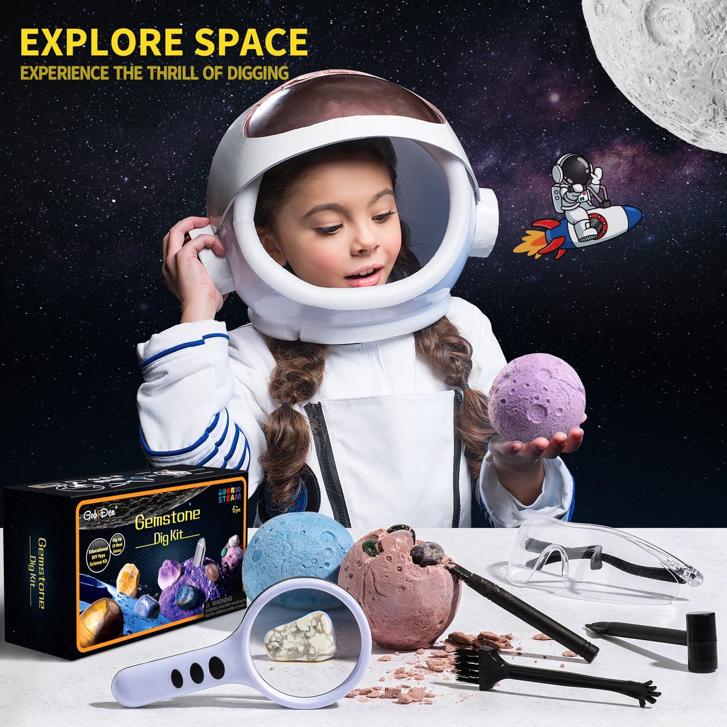 GobiDex Gemstones Dig Kit, Solar System Science Kit for Kids, Excavate 15 Real Gems, STEM Educational Space Toys Planet Collection Kit, Archaeology Geology Science Projects Gift for Boys&Girls Age 6+ - ARVRedtech.com | AR & VR Education Technology