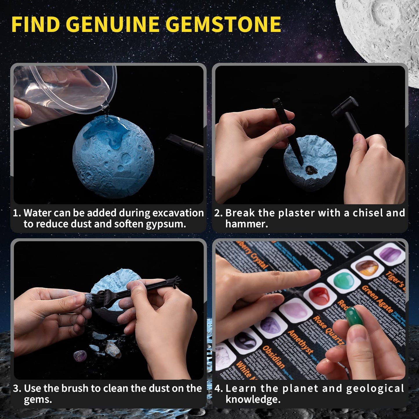 GobiDex Gemstones Dig Kit, Solar System Science Kit for Kids, Excavate 15 Real Gems, STEM Educational Space Toys Planet Collection Kit, Archaeology Geology Science Projects Gift for Boys&Girls Age 6+ - ARVRedtech.com | AR & VR Education Technology