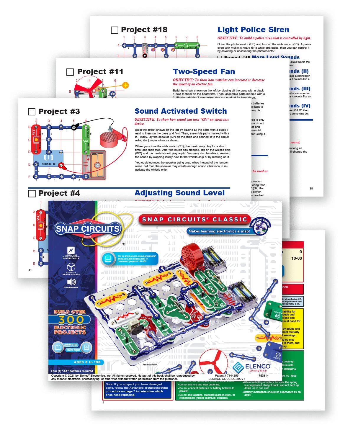 Snap Circuits Classic SC-300 Electronics Exploration Kit | Over 300 Projects | Full Color Manual Parts | STEM Educational Toy for Kids 8+ 2.3 x 13.6 x 19.3 inches - ARVRedtech.com | AR & VR Education Technology