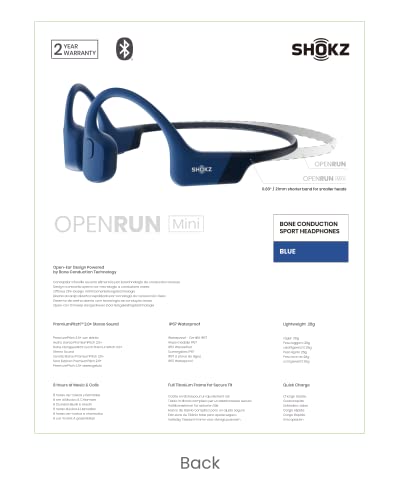 SHOKZ OpenRun Mini (AfterShokz Aeropex Mini) -Bone Conduction Open-Ear Bluetooth Sport Headphones - Waterproof Wireless Earphones for Workouts and Running - Built-in Mic, with Headband - ARVRedtech.com | AR & VR Education Technology