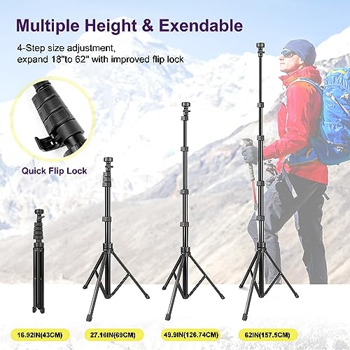 UBeesize Selfie Stick Tripod, 62" Extendable Tripod Stand with Bluetooth Remote for Cell Phones, Heavy Duty Aluminum, Lightweight - ARVRedtech.com | AR & VR Education Technology