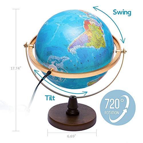 SJSMARTGLOBE with Interactive APP & LED Illuminated Constellations at Night, US-Patented STEM education 10" World Globe with Detailed map - ARVRedtech.com | AR & VR Education Technology