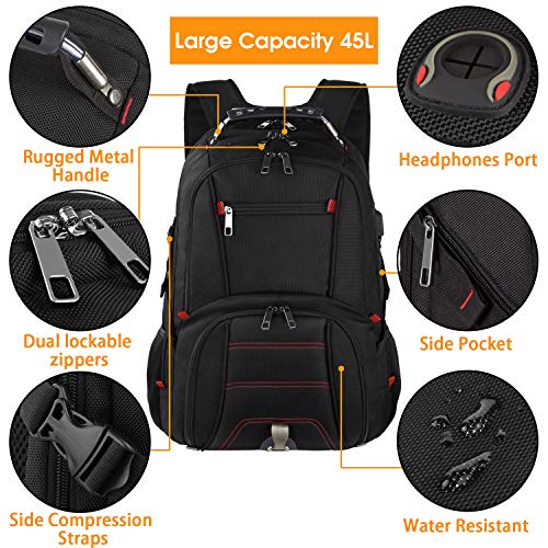 LTINVECK Travel Laptop Backpack, 50L Extra Large Backpack for Men with USB Charging Port, TSA Friendly Durable Big Computer bag Tech Backpack RFID Heavy Duty Business Backbag Fit 17 Inch Laptops - ARVRedtech.com | AR & VR Education Technology
