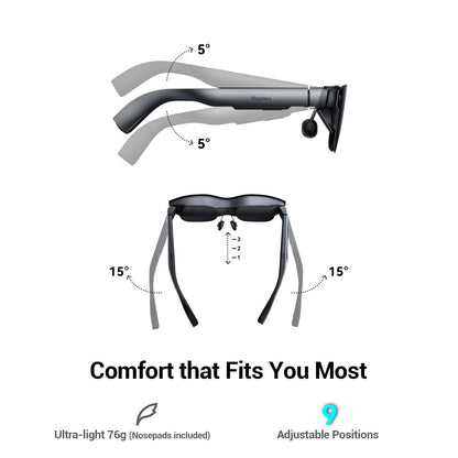 RAYNEO Air 2 AR Glasses -（New Pack） Smart Glasses with 201" Micro OLED, XR Glasses 120Hz 600nits Brightness, VR Glasses 1080P Video Display Glasses - Black - ARVRedtech.com | AR & VR Education Technology