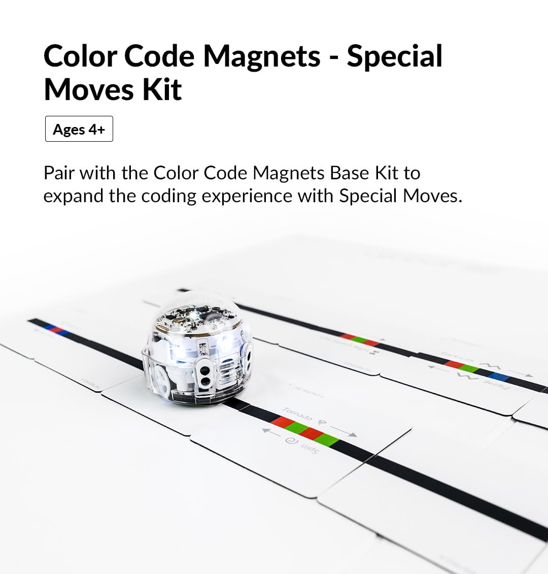 Ozobot Color Code Magnets Special Moves Kit:Interactive Coding Learning Tool for Kids Ages 3+,Enhances Logic & Problem-Solving Skills,18 Tiles, Evo & Color Codes Magnets Base Kit Required Not Included