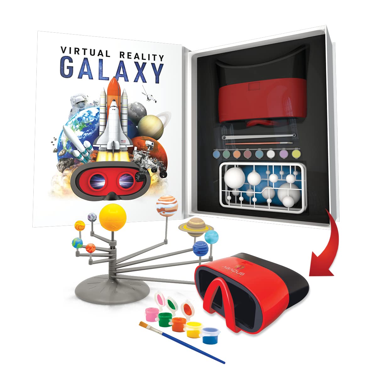 Abacus Brands Virtual Reality Galaxy Gift Box - Illustrated Interactive VR Book and STEM Learning Activity Set