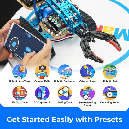 Makeblock mBot Ultimate 10 in 1 Robot Building Toys, Robotics Kit App Remote Control Robot Toys Compatible with Arduino C & Raspberry Pi, STEM Educational DIY Robot Arm Kit Gift for Teenagers & Adults - ARVRedtech.com | AR & VR Education Technology