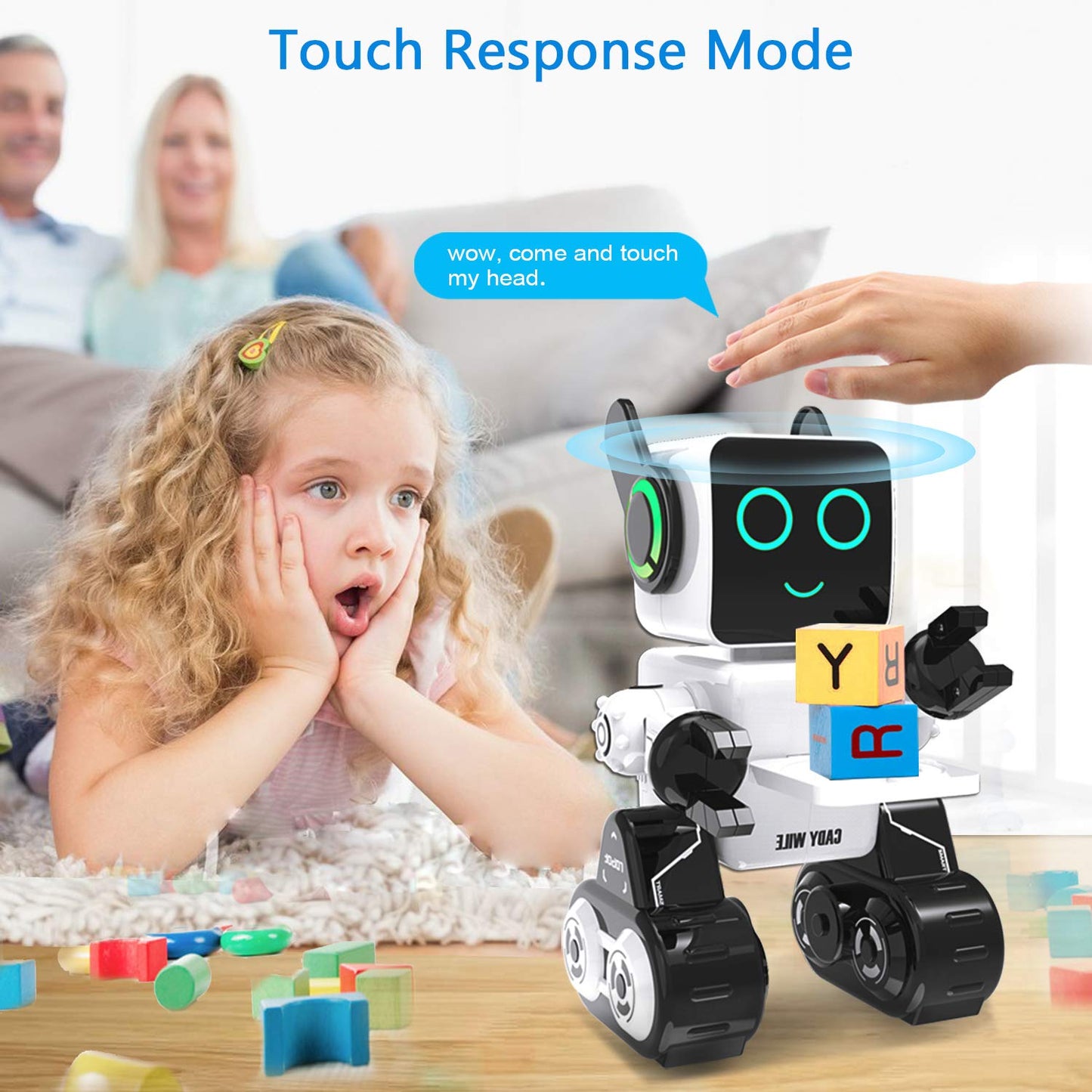 OKK Robot Toy for Kids, Smart RC Robots for Kids with Touch and Sound Control Robotics Intelligent Programmable, Robot Toy with Walking Dancing Singing Talking Transfering Items for Boys Girls (White)