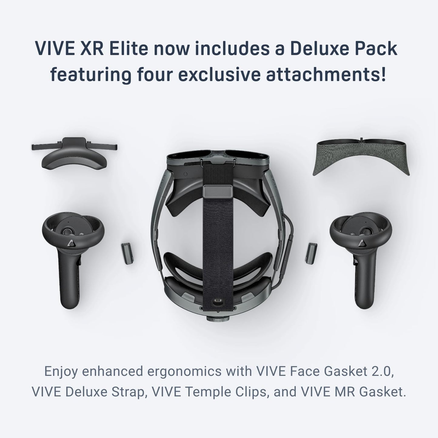 HTC Vive XR Elite with Deluxe Pack — Mixed Reality and PC VR Headset + Controllers