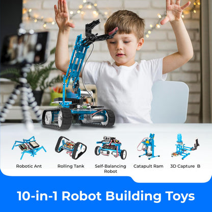 Makeblock mBot Ultimate 10 in 1 Robot Building Toys, Robotics Kit App Remote Control Robot Toys Compatible with Arduino C & Raspberry Pi, STEM Educational DIY Robot Arm Kit Gift for Teenagers & Adults - ARVRedtech.com | AR & VR Education Technology