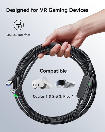 INIU Oculus Link Cable with Charging [16ft] for Meta Quest 3 Quest 2/Pro, Pico 4, PC VR, Steam VR, USB 3.0 High Speed Data Cable, USB C Charger Cord for VR Headset Accessories - ARVRedtech.com | AR & VR Education Technology