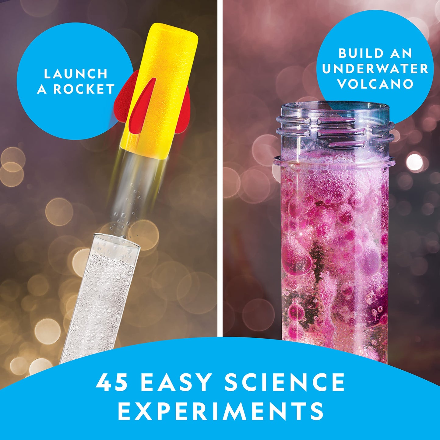 NATIONAL GEOGRAPHIC Stunning Chemistry Set - Mega Science Kit with 45 Easy Experiments- Make a Volcano and Launch a Rocket, STEM Projects for Kids Ages 8-12, Science Toys (Amazon Exclusive)