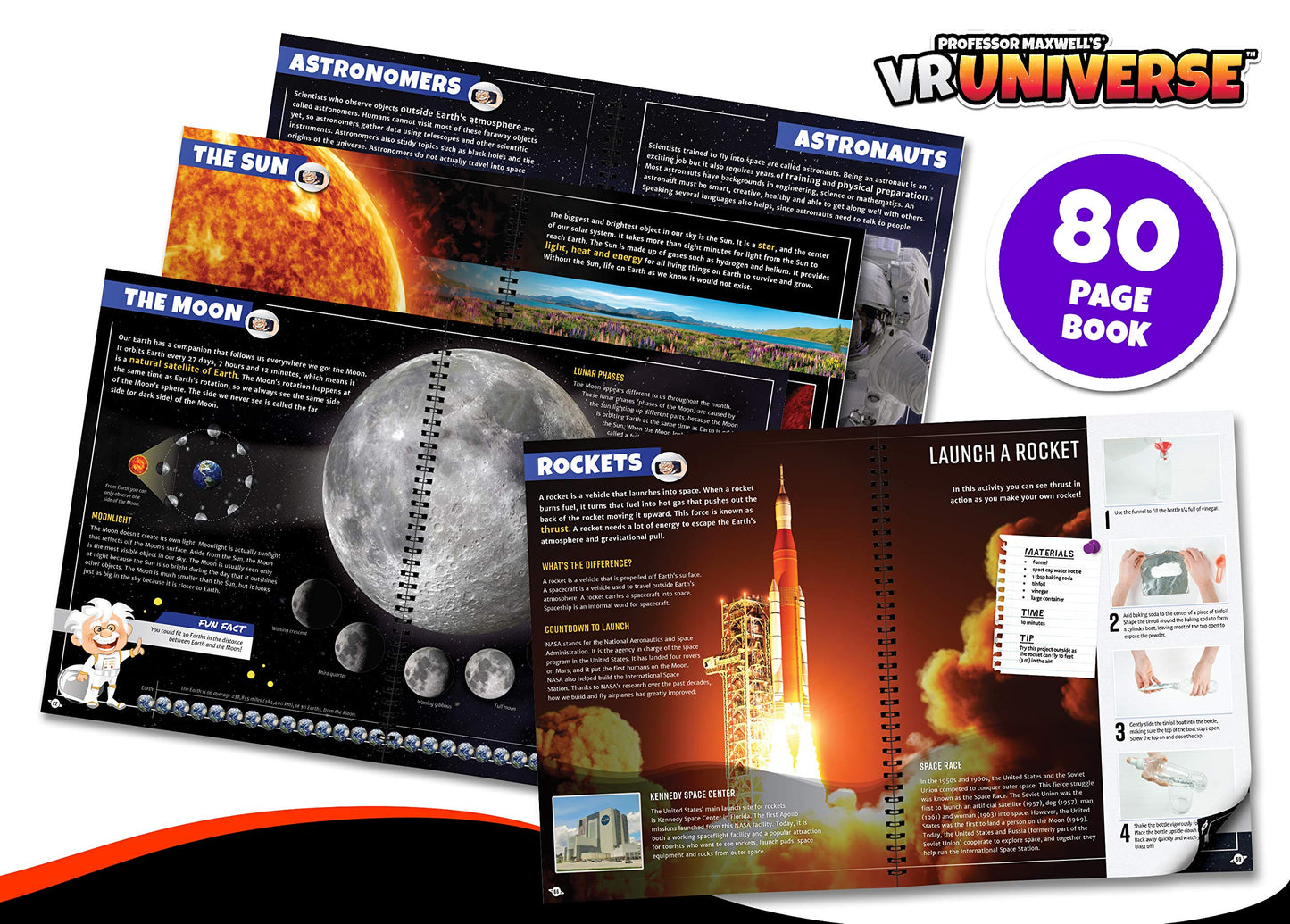 Professor Maxwell's VR Universe - Virtual Reality Kids Space Science Book and Interactive STEM Learning Activity Set (Full Version - Includes Goggles) - for Ages 8 and Up