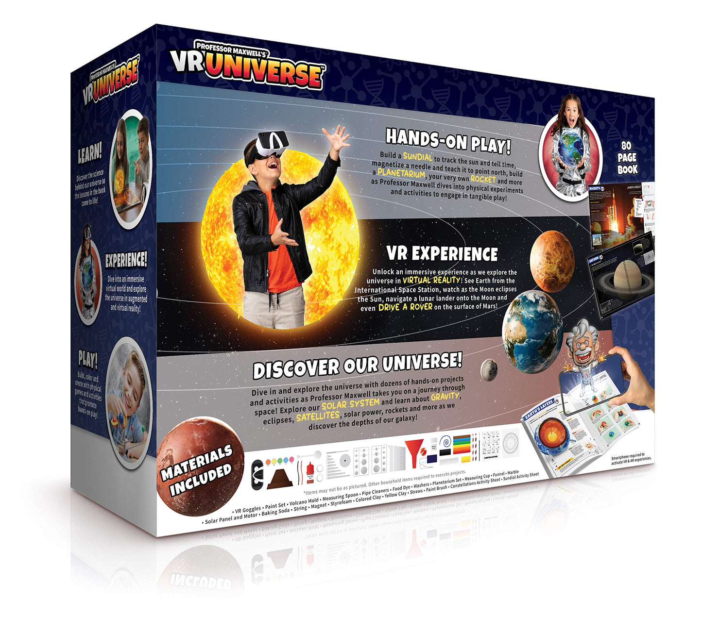 Professor Maxwell's VR Universe - Virtual Reality Kids Space Science Book and Interactive STEM Learning Activity Set (Full Version - Includes Goggles) - for Ages 8 and Up