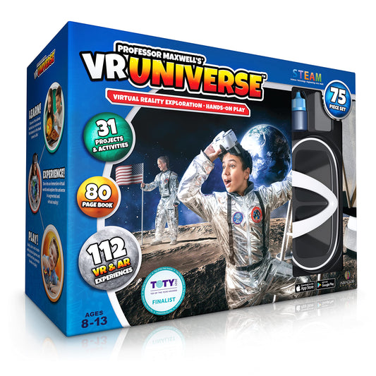 Professor Maxwell's VR Universe - Virtual Reality Kids Space Science Book and Interactive STEM Learning Activity Set (Full Version - Includes Goggles) - for Ages 8 and Up