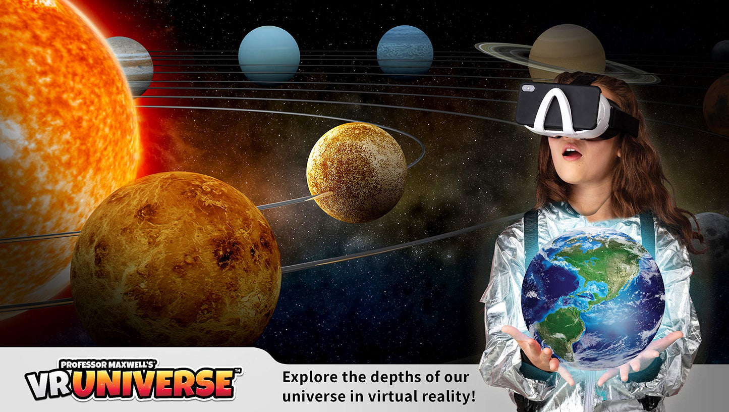 Professor Maxwell's VR Universe - Virtual Reality Kids Space Science Book and Interactive STEM Learning Activity Set (Full Version - Includes Goggles) - for Ages 8 and Up