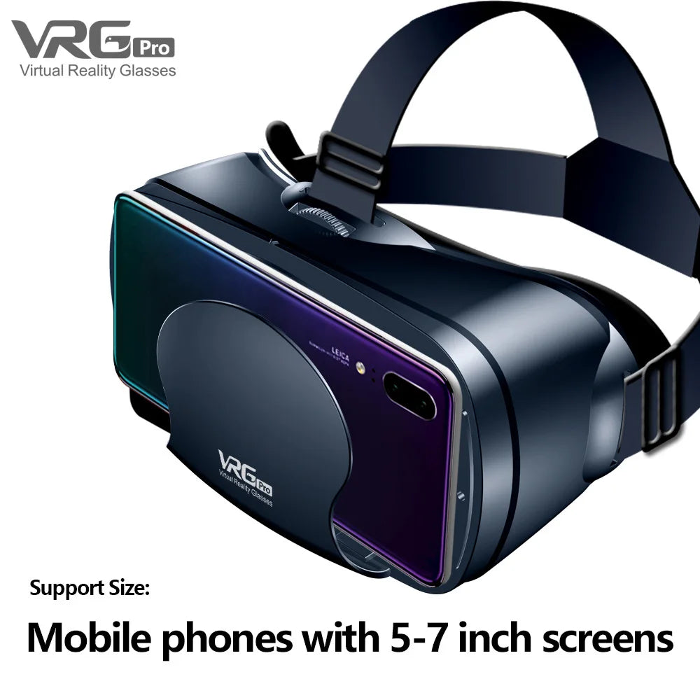 7 Inches Lenses 3D VR Virtual Reality Headset Smart Glasses Helmet for Smartphones Cell Phone Mobile Binoculars with Controllers
