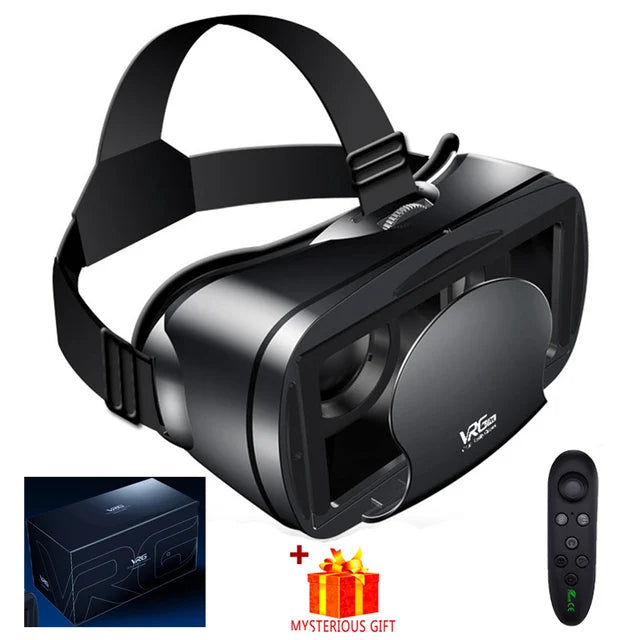 7 Inches Lenses 3D VR Virtual Reality Headset Smart Glasses Helmet for Smartphones Cell Phone Mobile Binoculars with Controllers