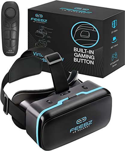 VR Headset for iPhone & Android - for Kids | Includes BT Remote Controller + Built-in Button | Virtual Reality Goggles Set for Phones 4.5"-6.5" - Blue - ARVRedtech.com | AR & VR Education Technology