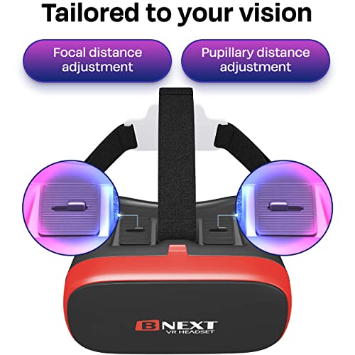 VR Headset Compatible with iPhone & Android - Universal Virtual Reality Goggles for Kids & Adults - Your Best Mobile Games 360 Movies w/ Soft & Comfortable New 3D VR Glasses (Red) - ARVRedtech.com | AR & VR Education Technology