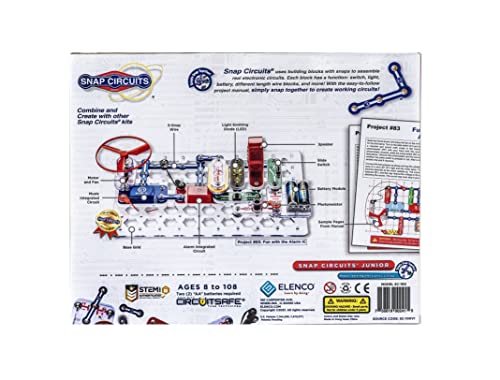 Snap Circuits Jr. SC-100 Electronics Exploration Kit, Over 100 Projects,  Full Color Project Manual, 28 Snap Circuits Parts, STEM Educational Toy for 