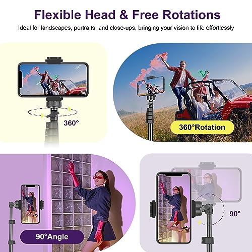 UBeesize Selfie Stick Tripod, 62 Extendable Tripod Stand with Bluetooth  Remote for Cell Phones, Heavy Duty Aluminum, Lightweight
