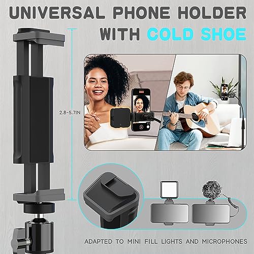 UBeesize 92’’ Cell Phone Tripod Stand with 16.5’’ Gooseneck and Remote, Overhead Tripod with Adjustable 360°Ball Head & Phone Holder for iPhone 14 Pro Max/Plus/13/12/11, Samsung S22 S21, Android - ARVRedtech.com | AR & VR Education Technology