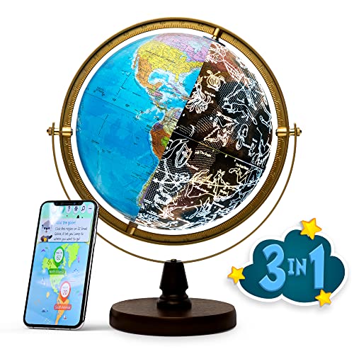 SJSMARTGLOBE with Interactive APP & LED Illuminated Constellations at Night, US-Patented STEM education 10" World Globe with Detailed map - ARVRedtech.com | AR & VR Education Technology