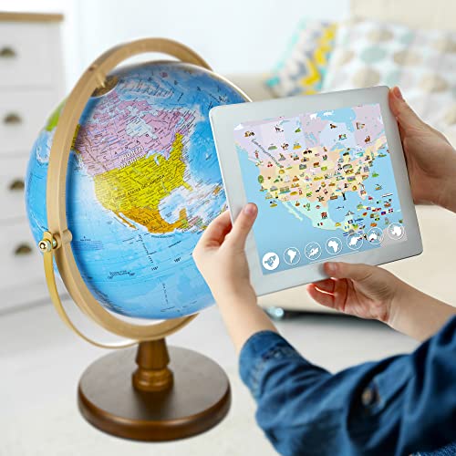 SJSMARTGLOBE with Interactive APP & LED Illuminated Constellations at Night, US-Patented STEM education 10" World Globe with Detailed map - ARVRedtech.com | AR & VR Education Technology