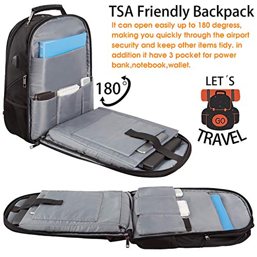 High School Backpack with USB Charging Port Anti-theft Large