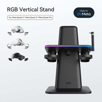 KIWI design Charging Dock for Meta Oculus Quest 3/Quest 2/Quest Pro Accessories, Meta Officially Co-Branded, RGB Vertical Charging Stand and Controller Holder - ARVRedtech.com | AR & VR Education Technology