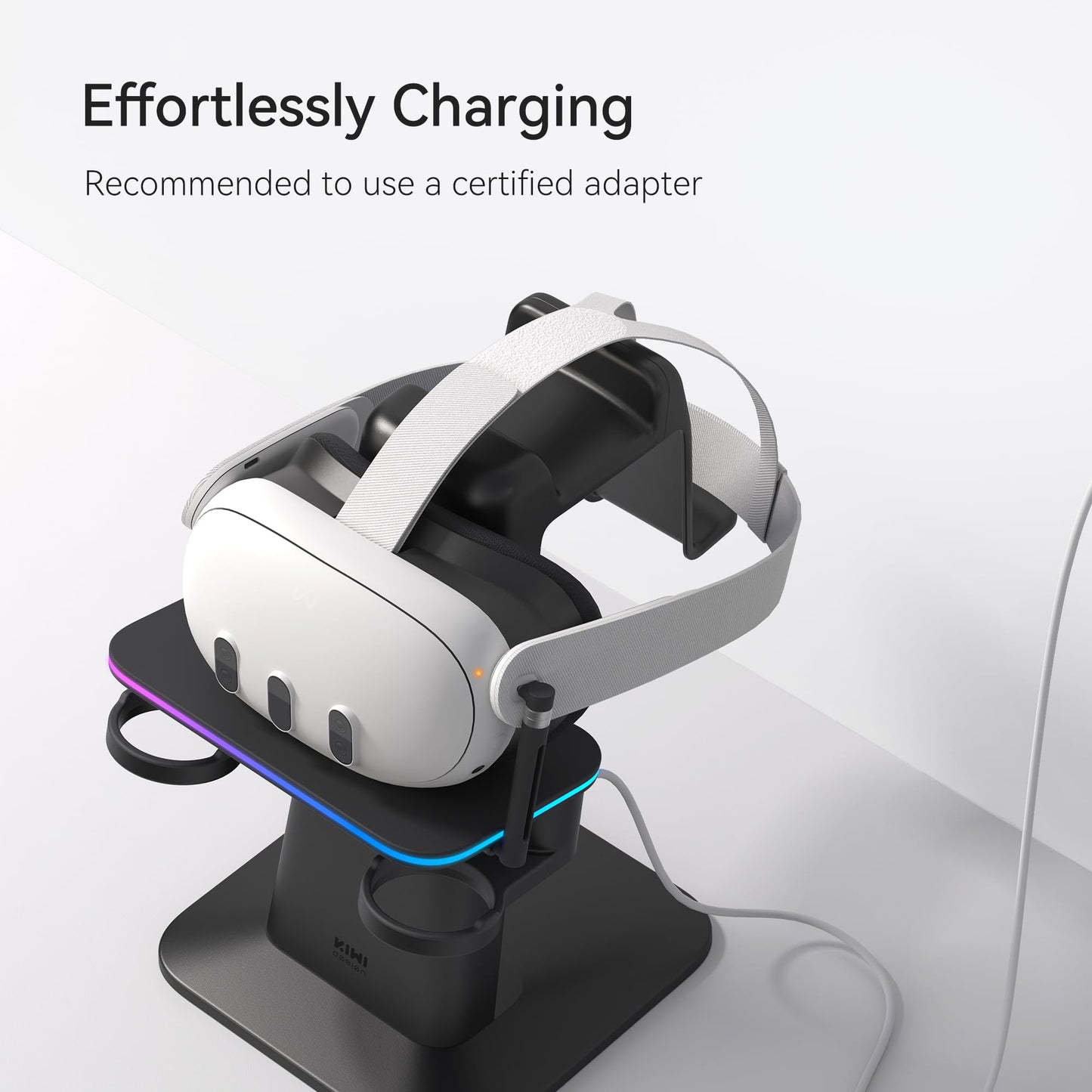 KIWI design Charging Dock for Meta Oculus Quest 3/Quest 2/Quest Pro Accessories, Meta Officially Co-Branded, RGB Vertical Charging Stand and Controller Holder - ARVRedtech.com | AR & VR Education Technology