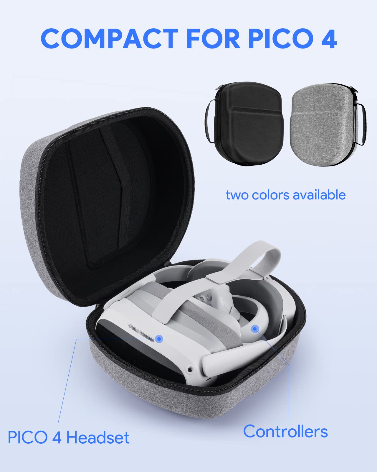 Yinke Case for Meta Quest 3/Oculus Quest 2/Pico 4, VR Headset Case Compatible with Elite Strap and More Accessories, Hard Carrying Travel Case All-in-One Storage (Grey) - ARVRedtech.com | AR & VR Education Technology