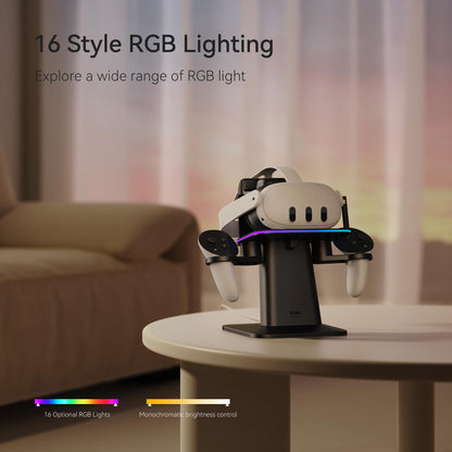 KIWI design Charging Dock for Meta Oculus Quest 3/Quest 2/Quest Pro Accessories, Meta Officially Co-Branded, RGB Vertical Charging Stand and Controller Holder - ARVRedtech.com | AR & VR Education Technology