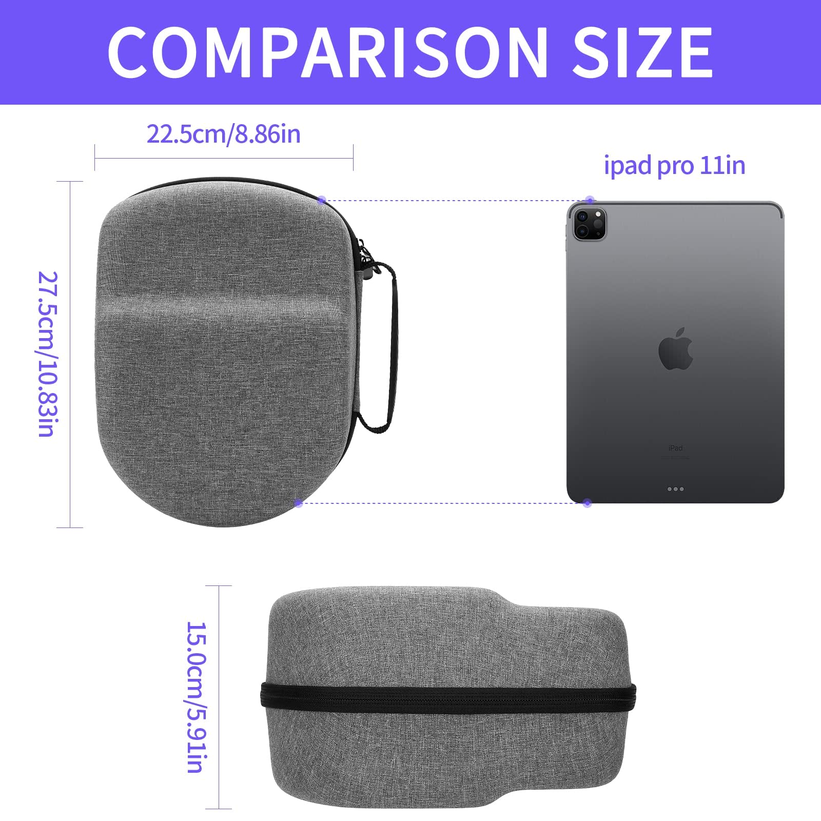 Yinke Case for Meta Quest 3/Oculus Quest 2/Pico 4, VR Headset Case Compatible with Elite Strap and More Accessories, Hard Carrying Travel Case All-in-One Storage (Grey) - ARVRedtech.com | AR & VR Education Technology
