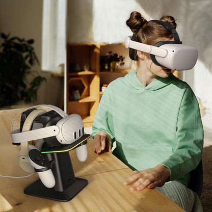 KIWI design Charging Dock for Meta Oculus Quest 3/Quest 2/Quest Pro Accessories, Meta Officially Co-Branded, RGB Vertical Charging Stand and Controller Holder - ARVRedtech.com | AR & VR Education Technology